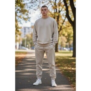 Men Oaklandish Joggers Beige Zipper Pockets M Clean EUC RN#156456